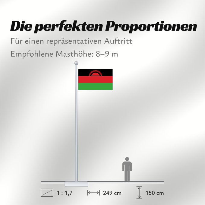 Proportionen der Flagge: Malawi	Malaui	የማላዊ ሰንደቅ ዓላማ	علم ملاوي	Malawis	Malavio	Maláive	Mbendera ya Malaŵi	Флаг Малави	Malavija	Malaawi