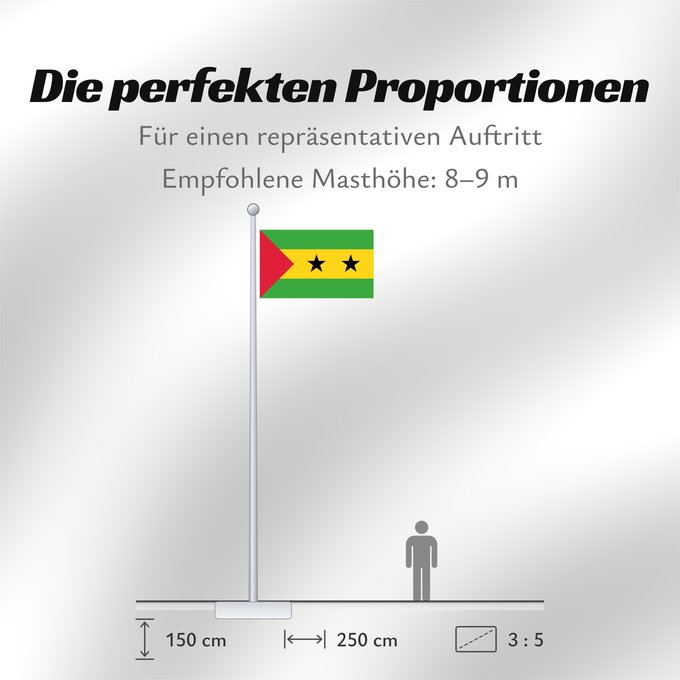 Proportionen der Flagge: Sao Tome and Principe Sao Tomé-et-Principe Santo Tomé y Príncipe São Tomé und Príncipe Sao Tome e Principe