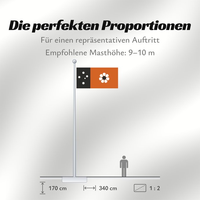 Proportionen der Flagge: Northern Territory	Northern Territory  adopted on July 1, 1978 on the first day of self-government  was designed by the Australian artist Robert Ingpen	Territoire du Nord	Territorio del Norte