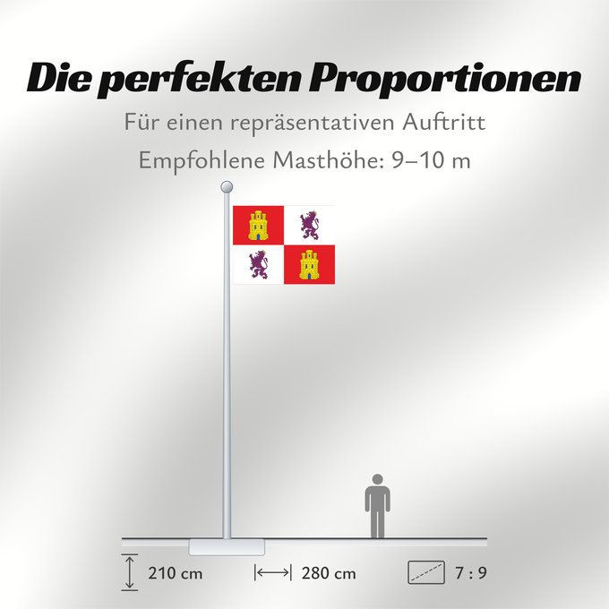 Proportionen der Flagge: Castile and León	Autonomous community of Castile and León	Castille-et-León	Comunidad autónoma de Castilla y León	Kastilien und León	Castiglia e León