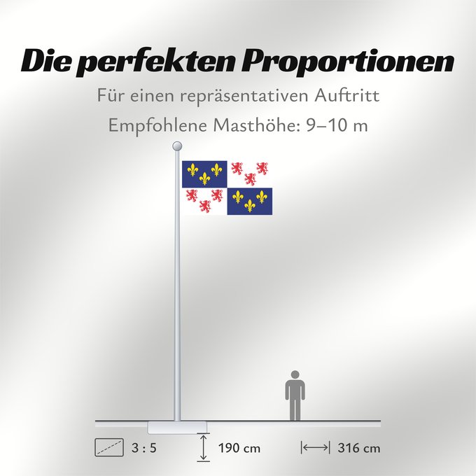 Proportionen der Flagge: Picardie	Region Picardie in France	Région Picardie en France	Picardo	Picard