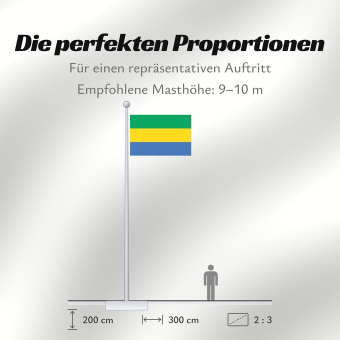 Proportionen der Flagge: Gabon Gabón Gabun Gabão علم جمهوريةالغابون Banniel Gabon Gabons Gabono Gabongo bandera پرچم گابن Drapél du Gabon Dalapo ya Ngabu Bɛndɛ́lɛ ya Gabɔ́ Bendêre tî Gaböon