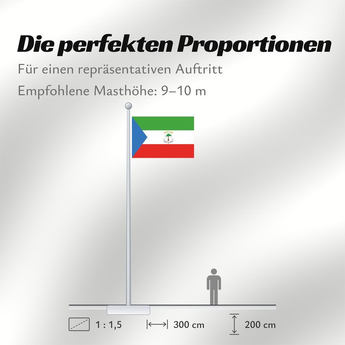 Proportionen der Flagge: Equatorial Guinea Guinée équatoriale Guinea Ecuatorial Äquatorialguineas Guinea Equatoriale Guiné Equatorial علم غينيا الاستوائية Guinea Equatorial Ekvatora Gvineo Ekuatore Gineako bandera Bɛndɛ́lɛ ya Republiki ya Gine-Ekwatorial Флаг Экваториальной Гвине