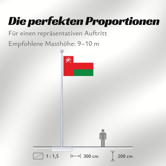 Proportionen der Flagge: Oman	Omán