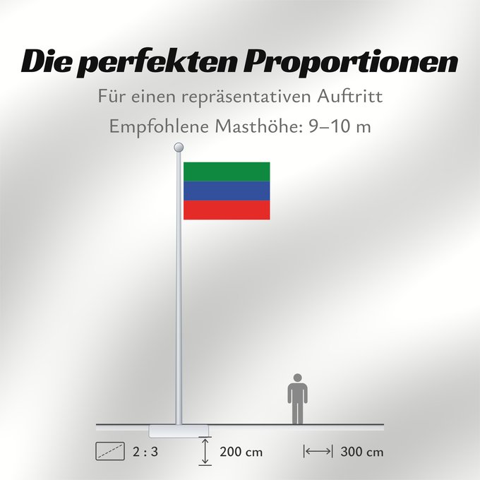 Proportionen der Flagge: FlagofDaghestan	Dagestan	République du Daguestan	República de Daguestán	 Republik Dagestan	Repubblica del Daghestan