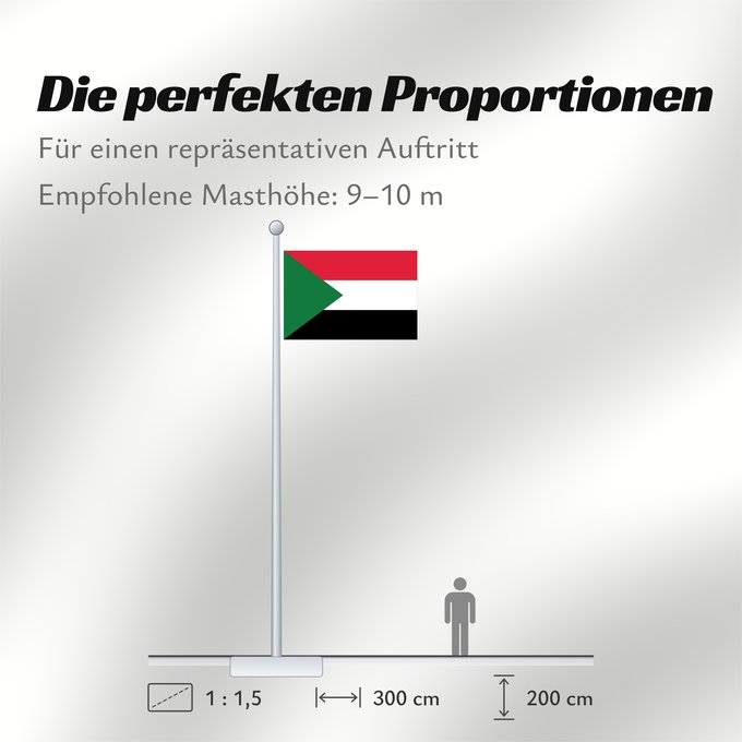 Proportionen der Flagge: Sudan	Soudan	Sudán	Soedan	علم السودان	Sudans