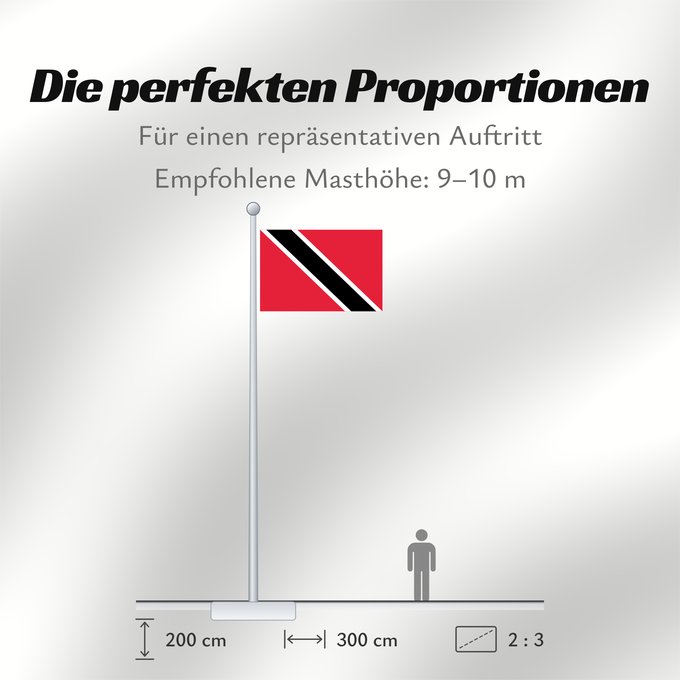 Proportionen der Flagge: Trinidad and Tobago	Trinité-et-Tobago	Trinidad y Tobago	Trinidad und Tobago	Trinidad e Tobago	Trinidad en Tobago	Trindade e Tobago	Trynidadu i Tobago	Trinidad a Tobago	Trinidad og Tobagos	Trinidado kaj Tobago	Trinidadi ja Tobago lipp	Tríonóide agus Tobága