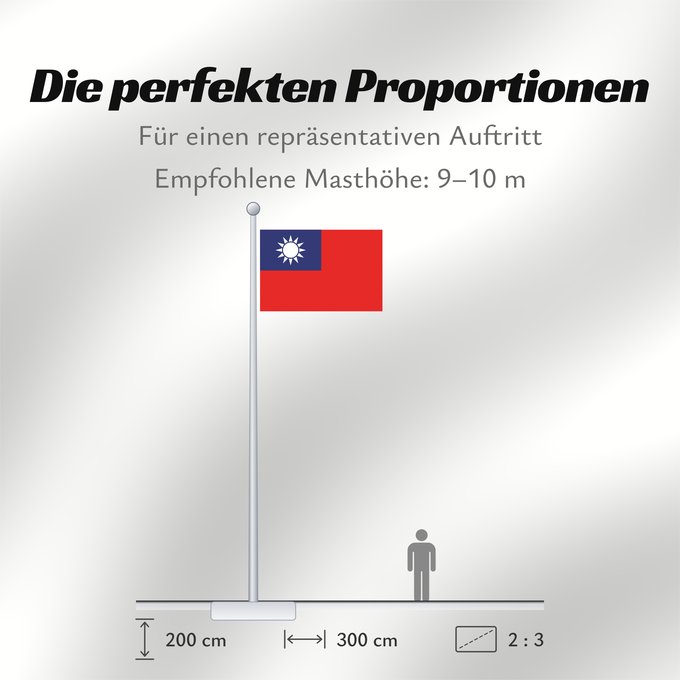 Proportionen der Flagge: Republic of China	Republic of China  Taiwan	République de Chine	República de China	Republik China  Taiwan	Repubblica di Cina	Republiek China	República da China	Republiki Chińskiej	Lýðveldi Postaulín Flagg	علم جمهورية الصين الوطنية	ཀྲུང་ཧྭ་དམངས་ཁབ དང་ལྕོག	