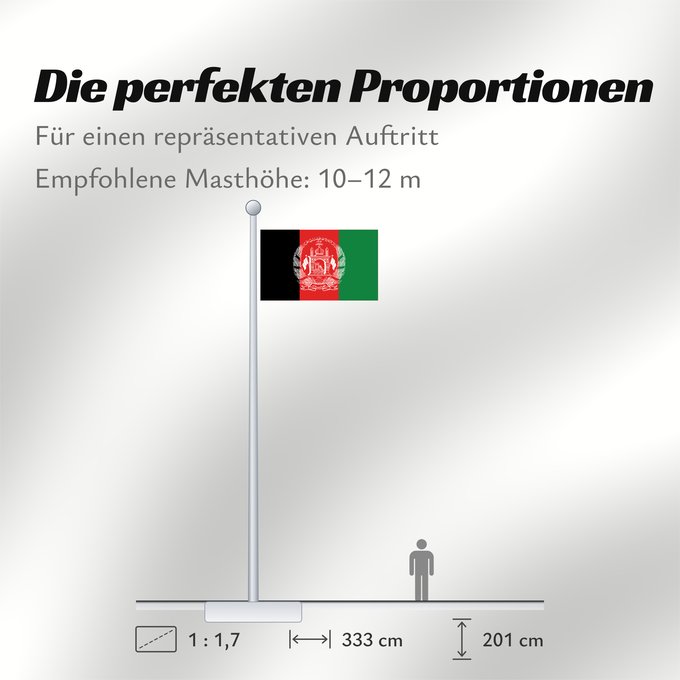 Proportionen der Flagge: Afghanistan 2013–2021 Islamic Republic of Afghanistan République Islamique d Afghanistan República Islámica de Afganistán Islamischen Republik Afghanistan Afghanistan República Islâmica do Afeganistão Afganistanu علم أفغانستان Afganistana ئاڵای ئەفغانستا