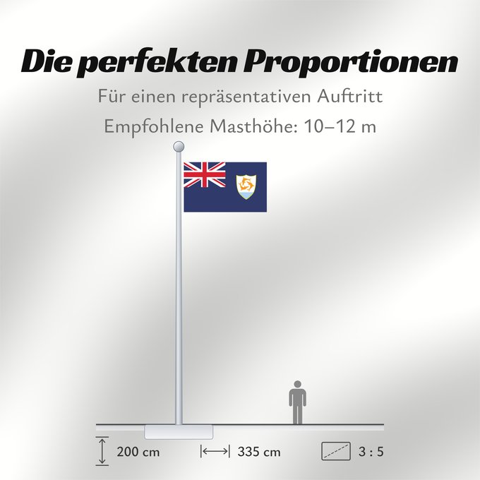 Proportionen der Flagge: Anguilla	Anguila	Anguillas flag  taget i brug den 30. maj 1990  - RGB farverne	Флаг Ангильи