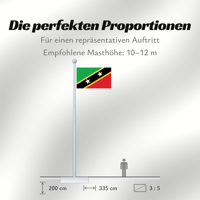 Proportionen der Flagge: Saint Kitts and Nevis	Saint-Christophe-et-Niévès	San Cristóbal y Nieves	St. Kitts und Nevis	Saint Kitts e Nevis	Saint Kitts a Nevis	Shan Críostóir-Nimheas	Sen Kitts ha Nevis	Флаг Сент-Китса и Невиса	Saunt Kitts an Nevis	Saint Kittsa in Nevisa
