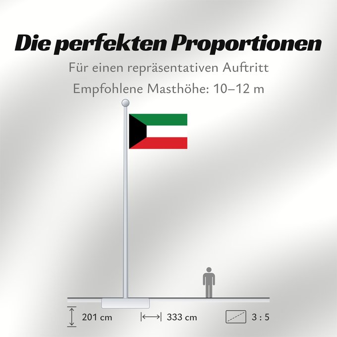 Proportionen der Flagge: Kuwait	Koweït	Kuwaitlabel QS Les