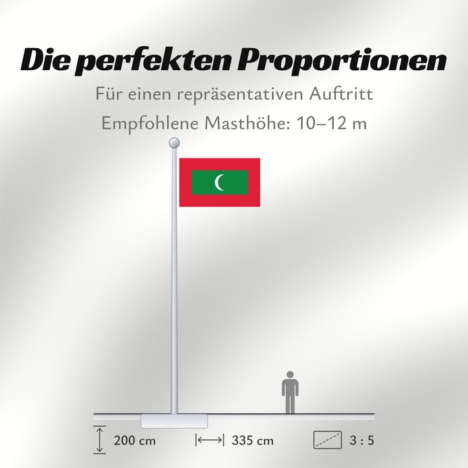 Proportionen der Flagge: Maldives Maldivas Malediven Maldive Maldiven Das Maldivas ދިވެހިރާއްޖޭގެ ދިދަ La Maldivoj Флаг Мальдив Maldivov Maldivernas ธงชาติ ประเทศมัลดีฟ