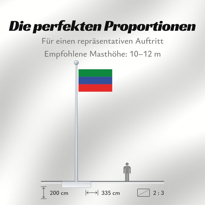 Proportionen der Flagge: FlagofDaghestan	Dagestan	République du Daguestan	República de Daguestán	 Republik Dagestan	Repubblica del Daghestan