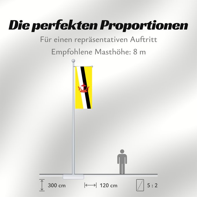 Proportionen der Flagge: Brunei	Brunei Darussalam	Brunéi	علم بروناي	Bruneis	Brunein	브루나이의 국기	Bruney	Brunei / بنديرا بروني	ဘရူနိုင်းနိုင်ငံ၏ အလံတော်	Флаг Брунея	Bruneja	புரூணை கொடி	ธงชาติบรูไนดารุสซาลาม	Watawat Brunay	Cờ Brunei	​文莱国旗
