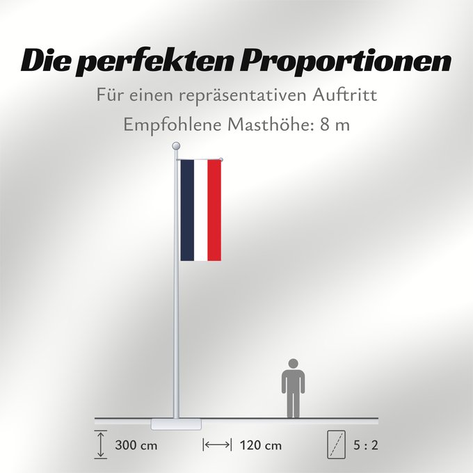 Proportionen der Flagge: France	Francia	Frankreich	France in #002654, #FFFFFF, #CE1126