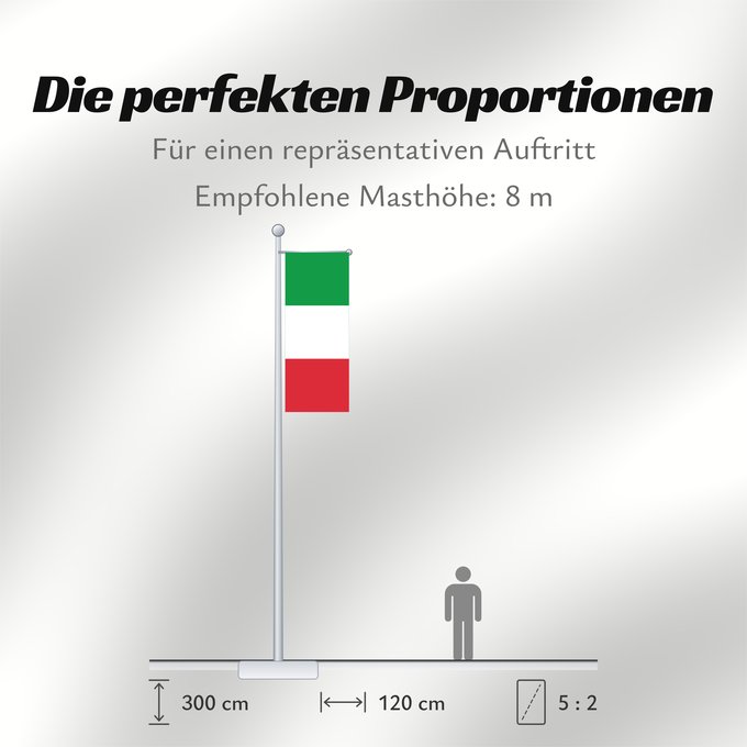 Proportionen der Flagge: Italy Italie Italia Italien