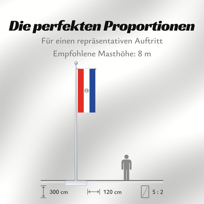 Proportionen der Flagge: Paraguay	Paraguay  obverse	علم باراغواي	پرچم پاراگوئه  روی پرچم	Флаг Парагвая