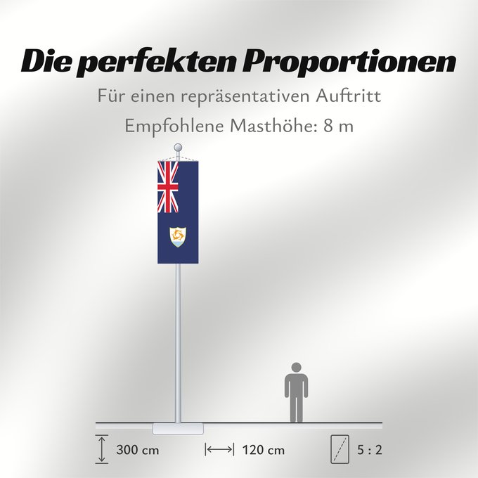 Proportionen der Flagge: Anguilla	Anguila	Anguillas flag  taget i brug den 30. maj 1990  - RGB farverne	Флаг Ангильи