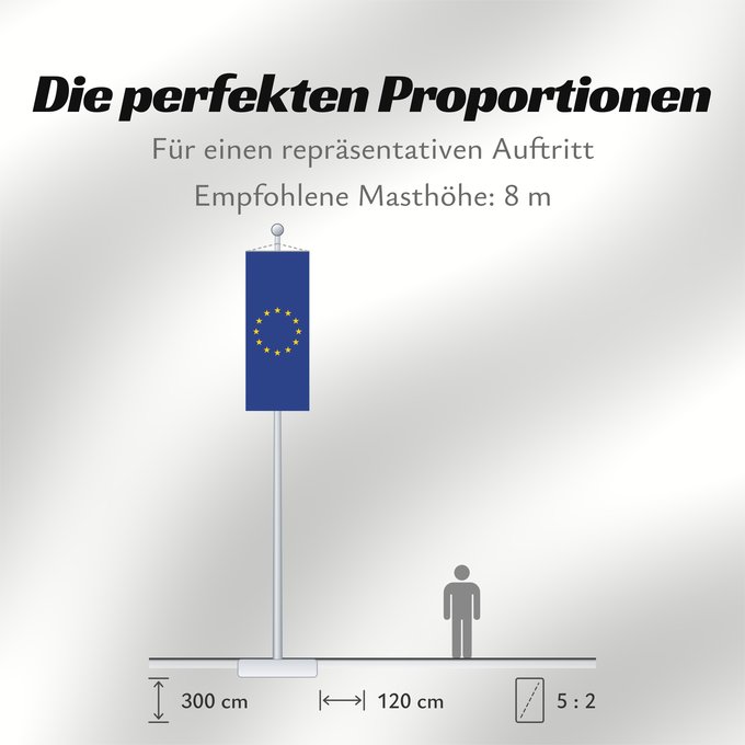 Proportionen der Flagge: Europe	Europe is the flag and emblem of the European Union  EU  and Council of Europe  CoE	Européen est le symbole non seulement de l’Union européenne	La Unión Europea consta de doce estrellas amarillas sobre fondo azul	Die Europaflagge besteht aus einem 