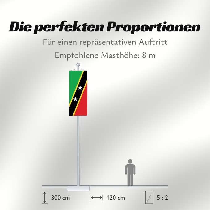 Proportionen der Flagge: Saint Kitts and Nevis Saint-Christophe-et-Niévès San Cristóbal y Nieves St. Kitts und Nevis Saint Kitts e Nevis Saint Kitts a Nevis Shan Críostóir-Nimheas Sen Kitts ha Nevis Флаг Сент-Китса и Невиса Saunt Kitts an Nevis Saint Kittsa in Nevisa
