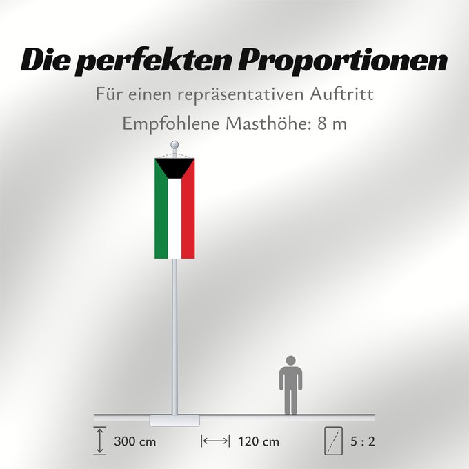 Proportionen der Flagge: Kuwait	Koweït	Kuwaitlabel QS Les