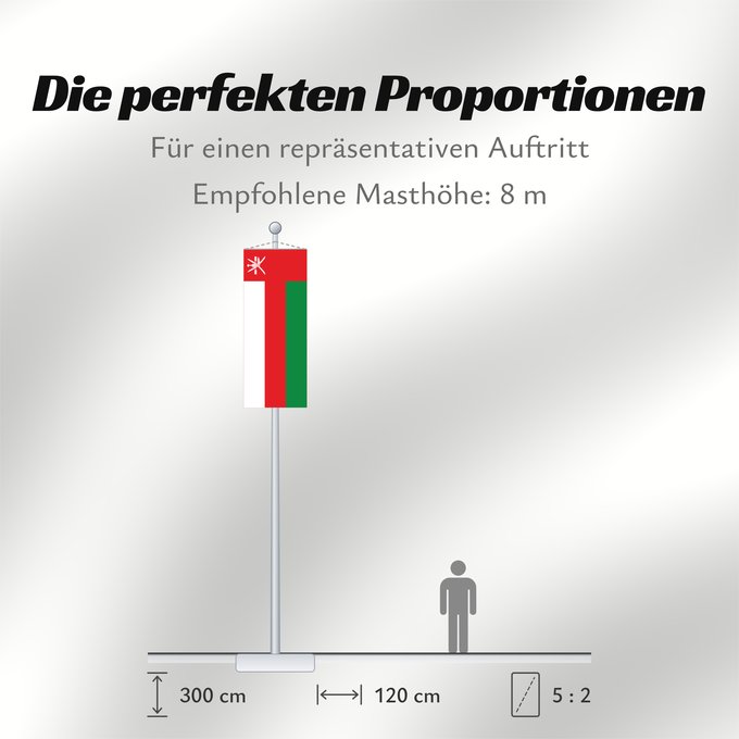 Proportionen der Flagge: Oman	Omán