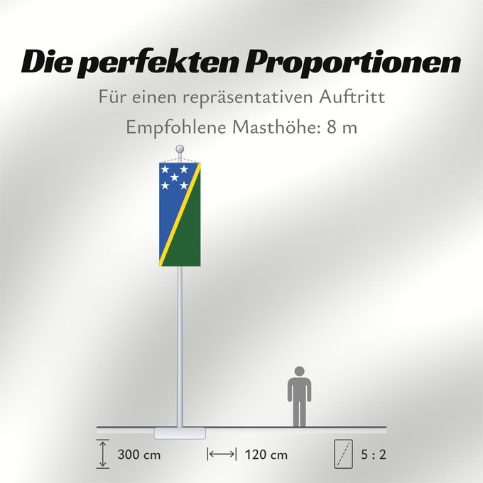 Proportionen der Flagge: Solomon Islands	îles Salomon	Islas Salomón	Salomonen	Isole Salomone	Salomonseilanden	Ynysoedd Solomon	Oileán Sholamón	Brattagh ny h-Ellanyn Holomon	Ynysow Salamon	The Solomon Islands	Salomonovih otokih