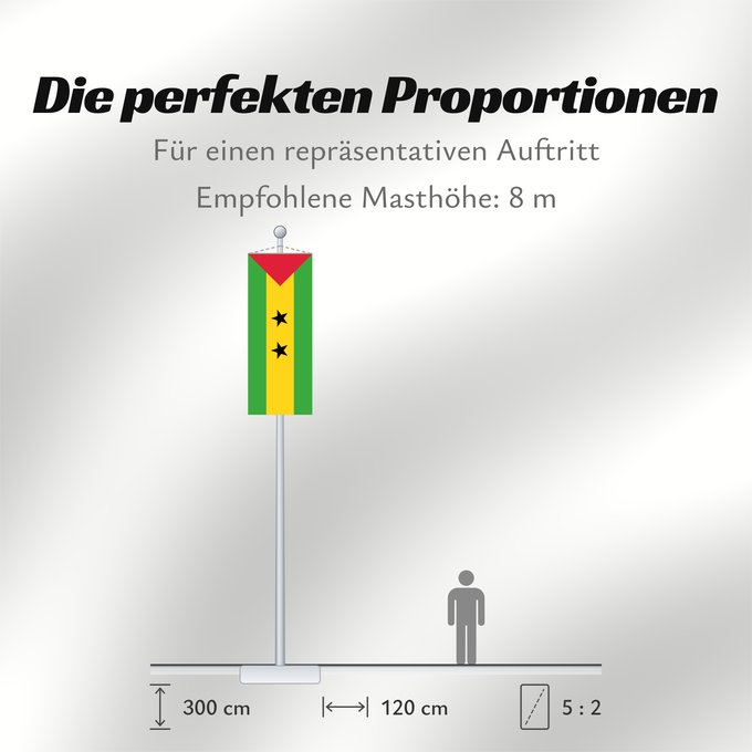 Proportionen der Flagge: Sao Tome and Principe Sao Tomé-et-Principe Santo Tomé y Príncipe São Tomé und Príncipe Sao Tome e Principe