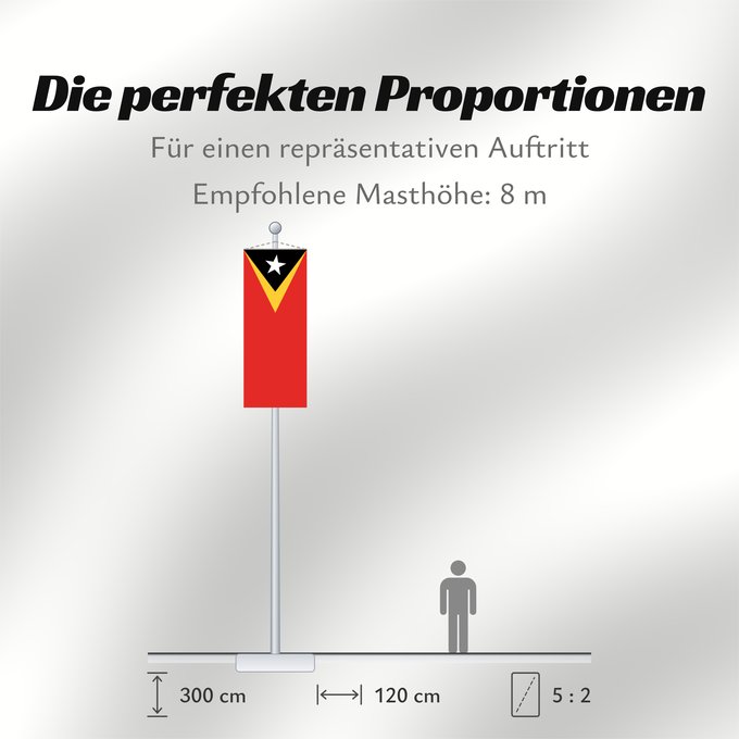 Proportionen der Flagge: East Timor	Timor-Leste  East Timor	Timor oriental	Timor Oriental	Osttimor	Timor Est	Timor-Leste  Oost-Timor	Timor-Leste	علم تيمور الشرقية	তিমুর লেস্তের জাতীয় পতাকা	Timor Leste	Флаг Восточного Тимора	Östtimors	Timór Lorosa e nian