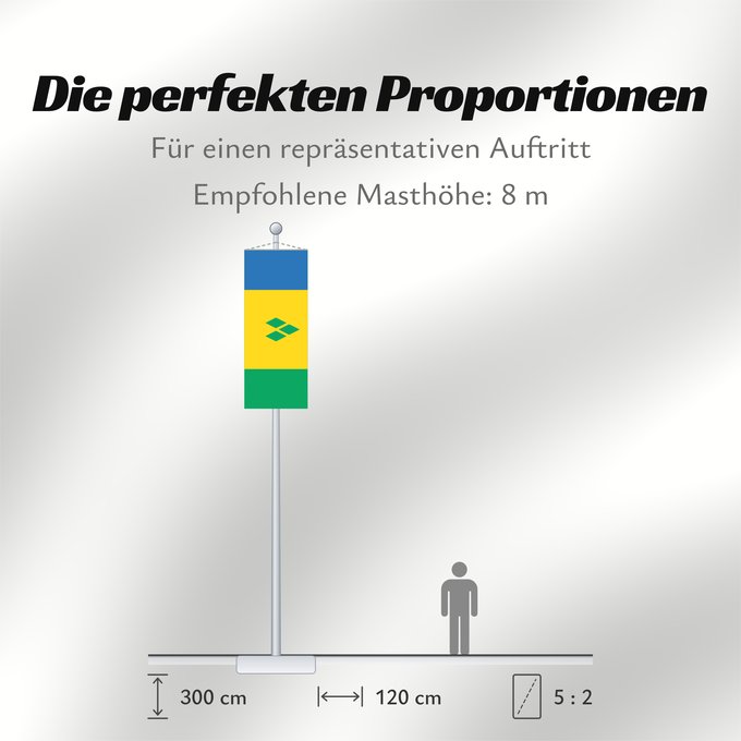 Proportionen der Flagge: Saint Vincent and the Grenadines	Saint-Vincent-et-les Grenadines	San Vicente y las Granadinas	St. Vincent und die Grenadinen	Saint Vincent e Grenadine	Флаг Сент-Винсента и Гренадин	Saint Vincenta in Grenadin
