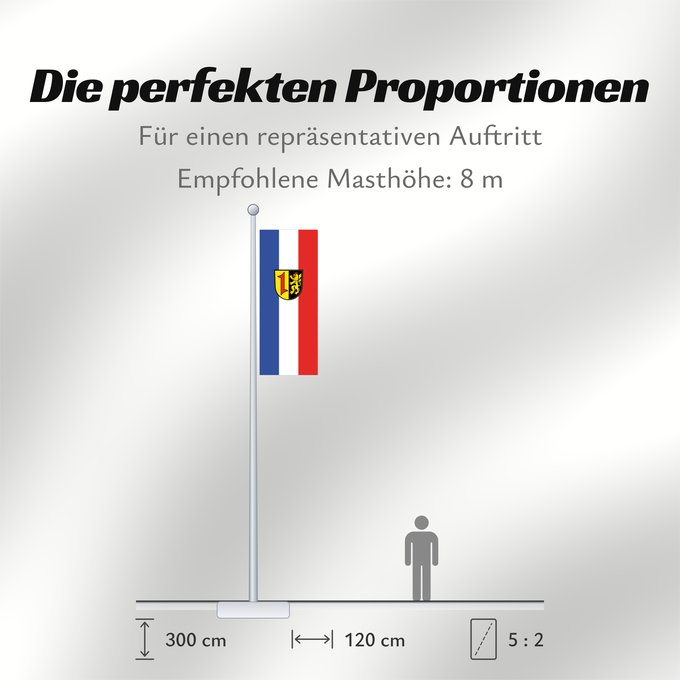 Proportionen der Flagge: Mannheim, Universitätsstadt (Nördliches Baden-Württemberg)