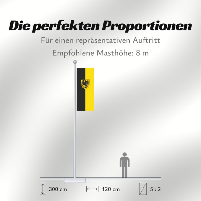 Proportionen der Flagge: Waibstadt (Nördliches Baden-Württemberg)