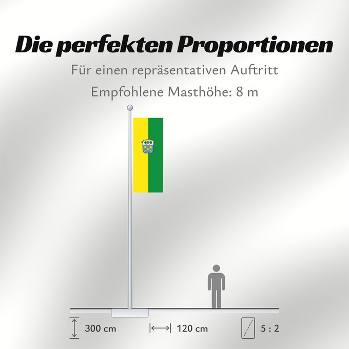 Proportionen der Flagge: Waakirchen (Alpenregion Tegernsee-Schliersee)