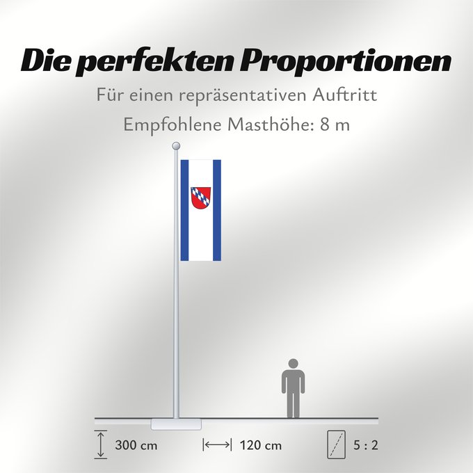 Proportionen der Flagge: Ruhmannsfelden, M (Bayerischer Wald)