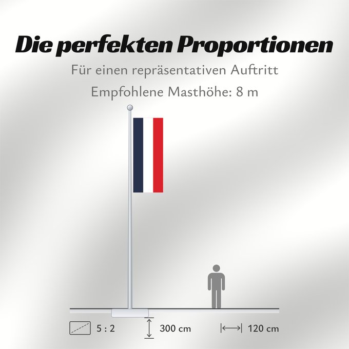 Proportionen der Flagge: France	Francia	Frankreich	France in #002654, #FFFFFF, #CE1126