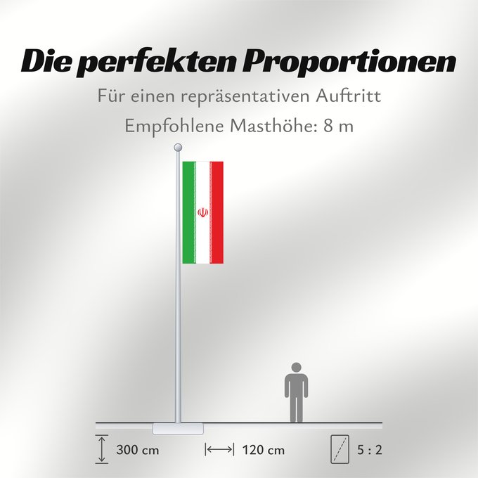 Proportionen der Flagge: Iran	Irán