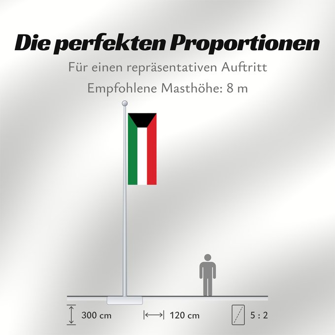 Proportionen der Flagge: Kuwait	Koweït	Kuwaitlabel QS Les