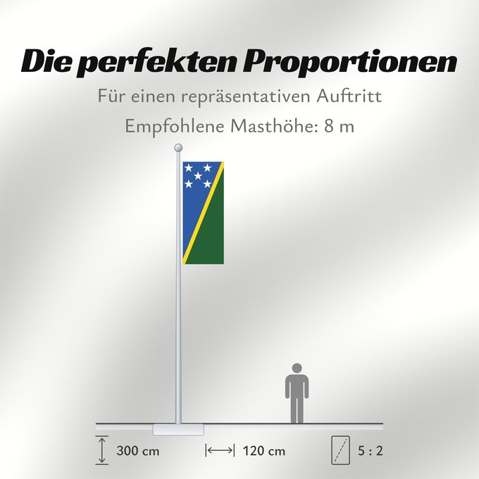 Proportionen der Flagge: Solomon Islands îles Salomon Islas Salomón Salomonen Isole Salomone Salomonseilanden Ynysoedd Solomon Oileán Sholamón Brattagh ny h-Ellanyn Holomon Ynysow Salamon The Solomon Islands Salomonovih otokih