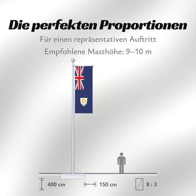 Proportionen der Flagge: Anguilla	Anguila	Anguillas flag  taget i brug den 30. maj 1990  - RGB farverne	Флаг Ангильи