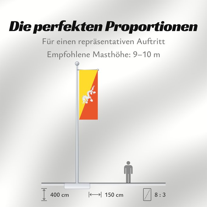 Proportionen der Flagge: Bhutan	Bhoutan	Bután	Butão	علم بوتان	ভূটানের পতাকা	ཧྥ་རན་ས་ཀྱི་དར་ཆ།	Bhutani lipp	Bhutanin	Watawat ng Bhutan	भूटान का ध्वज	Флаг Бутана	Butana	Bhutans	Bhutanu	ธงชาติ ประเทศภูฏาน