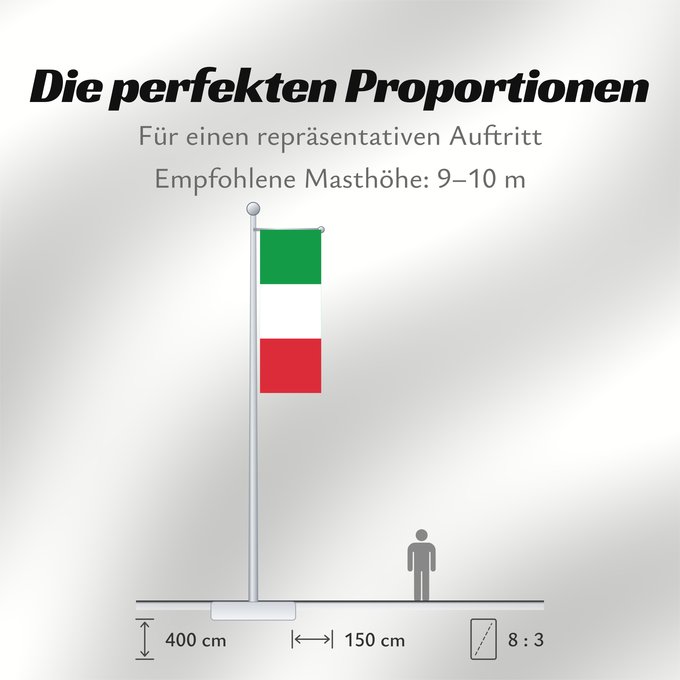 Proportionen der Flagge: Italy	Italie	Italia	Italien