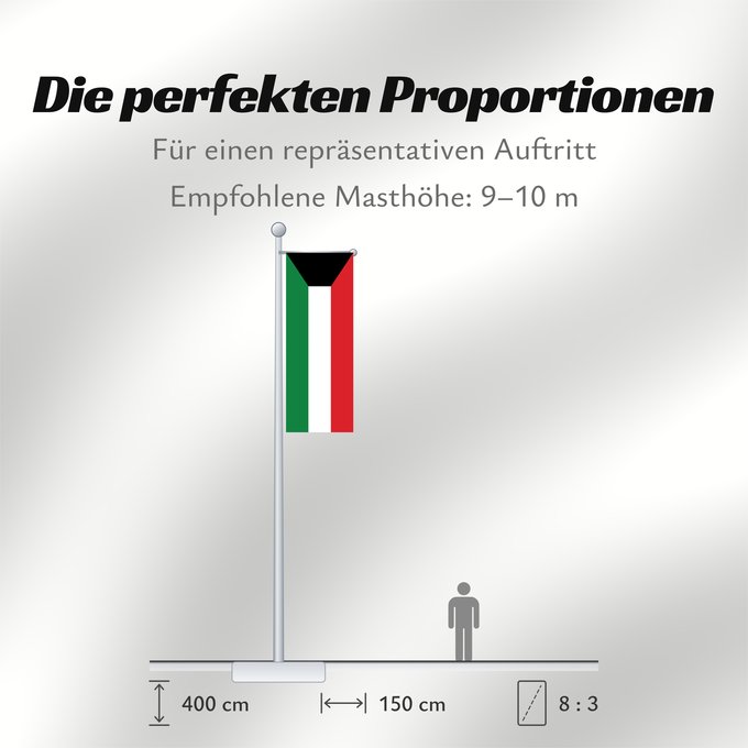 Proportionen der Flagge: Kuwait	Koweït	Kuwaitlabel QS Les