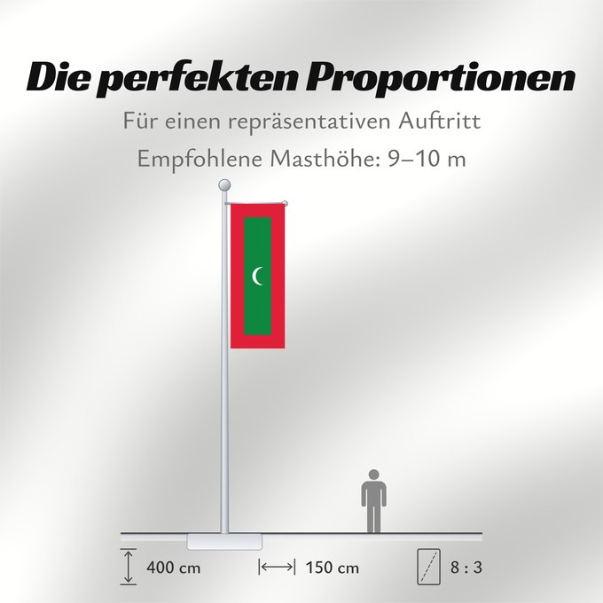 Proportionen der Flagge: Maldives	Maldivas	Malediven	Maldive	Maldiven	Das Maldivas	ދިވެހިރާއްޖޭގެ ދިދަ	La Maldivoj	Флаг Мальдив	Maldivov	Maldivernas	ธงชาติ ประเทศมัลดีฟ