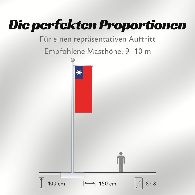 Proportionen der Flagge: Republic of China	Republic of China  Taiwan	République de Chine	República de China	Republik China  Taiwan	Repubblica di Cina	Republiek China	República da China	Republiki Chińskiej	Lýðveldi Postaulín Flagg	علم جمهورية الصين الوطنية	ཀྲུང་ཧྭ་དམངས་ཁབ དང་ལྕོག	