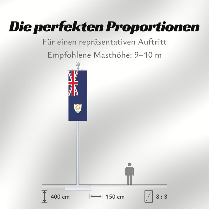 Proportionen der Flagge: Anguilla	Anguila	Anguillas flag  taget i brug den 30. maj 1990  - RGB farverne	Флаг Ангильи