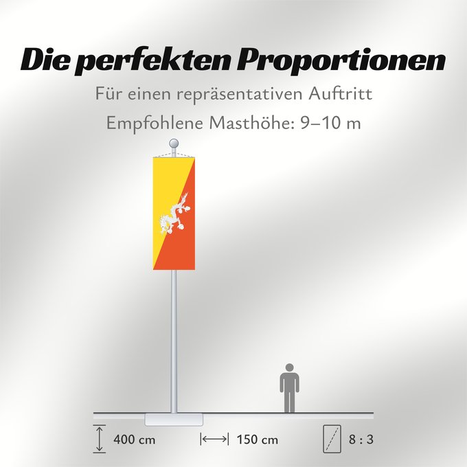 Proportionen der Flagge: Bhutan	Bhoutan	Bután	Butão	علم بوتان	ভূটানের পতাকা	ཧྥ་རན་ས་ཀྱི་དར་ཆ།	Bhutani lipp	Bhutanin	Watawat ng Bhutan	भूटान का ध्वज	Флаг Бутана	Butana	Bhutans	Bhutanu	ธงชาติ ประเทศภูฏาน