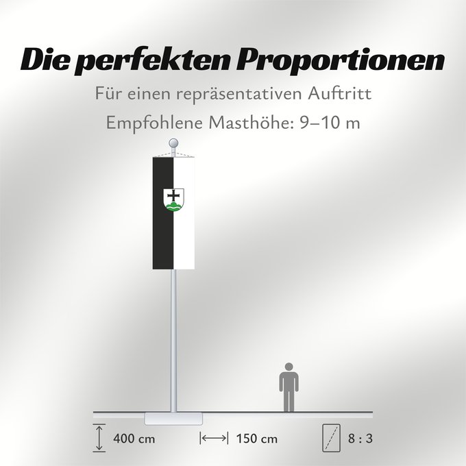 Proportionen der Flagge: Achberg (Württembergisches Allgäu Oberschwaben)