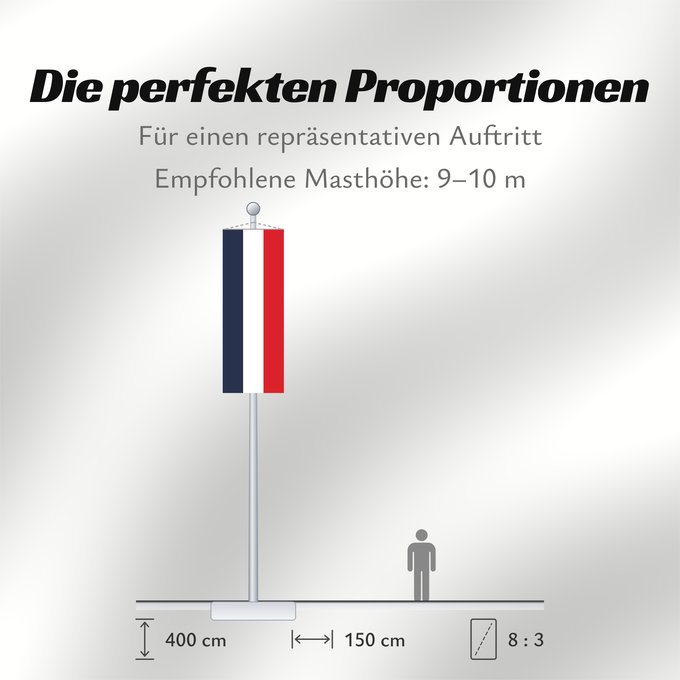 Proportionen der Flagge: France	Francia	Frankreich	France in #002654, #FFFFFF, #CE1126