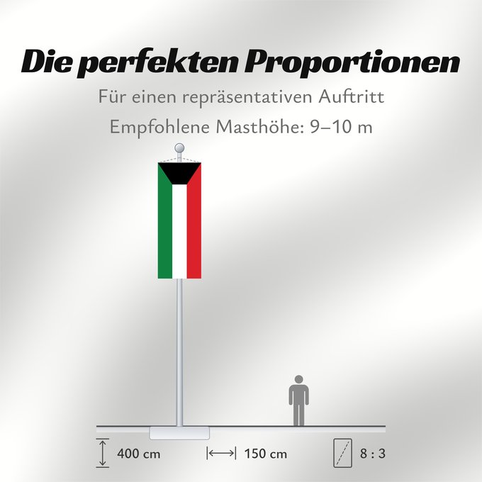 Proportionen der Flagge: Kuwait	Koweït	Kuwaitlabel QS Les